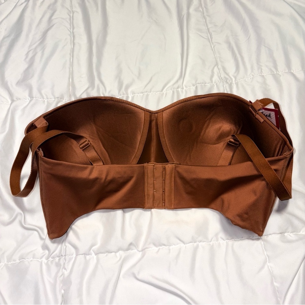 Maidenform SE0015 Balconette Strapless Convertible Bra Lined WF 40DD tan New - Picture 2 of 5